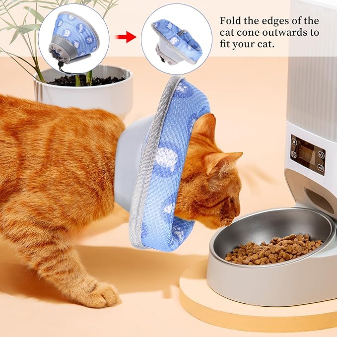 Cat Cone Collar After Surgery Soft to Stop Licking Lightweight Kitten Recovery Collar Comfortable Water Resistant Dogs Collars Adjustable Foldable Elizabethan Collars for Small Large Cats-PawvioPets