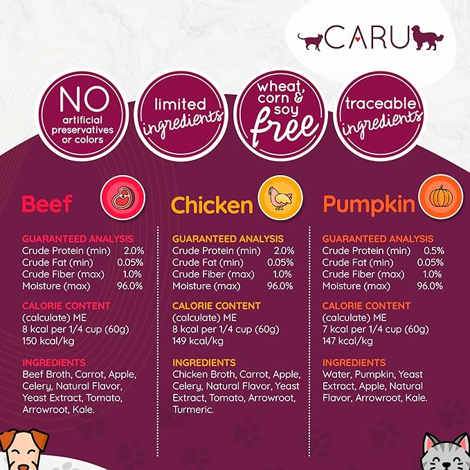 Caru - Daily Dish Chicken Bone Broth Meal Topper for Dogs & Cats - Savory Pour-Over Broth - 3 Pack-PawvioPets