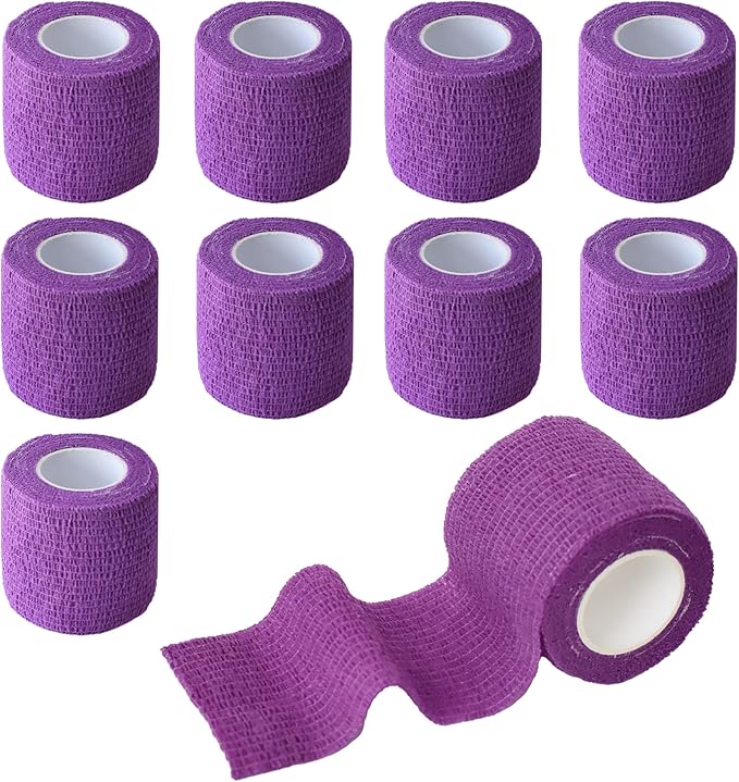 9 Pack 2" x 5 Yards Self Adhesive Bandage Wrap Self Stick Wrap for Ankle, Wrist, Finger, Sports, Breathable Cohesive Vet Tape for Pets (Purple)-PawvioPets
