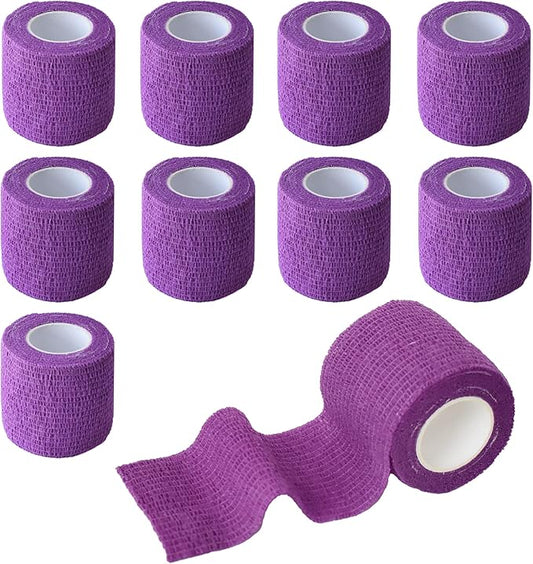 9 Pack 2" x 5 Yards Self Adhesive Bandage Wrap Self Stick Wrap for Ankle, Wrist, Finger, Sports, Breathable Cohesive Vet Tape for Pets (Purple)-PawvioPets