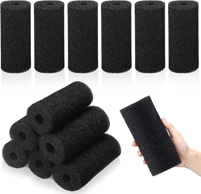 12 Pack 5.9'' Big Pre-Filter Sponge Foam Replacement Filtration Kit for Aquarium, 0.8" Intake Shrimp Fry Fish Tank Filter, Replacement Foam Cover-PawvioPets