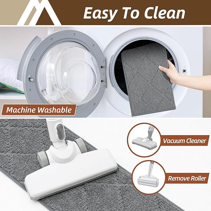 COSY HOMEER Stair Treads for Wooden Steps 9"x28" Washable Indoor Carpet Stair Treads Non Slip Soft Polyester Stair Carpet Tread Reusable Stair Runner Rugs for Kids, Elders,Pets,Medium Grey,10pcs-PawvioPets