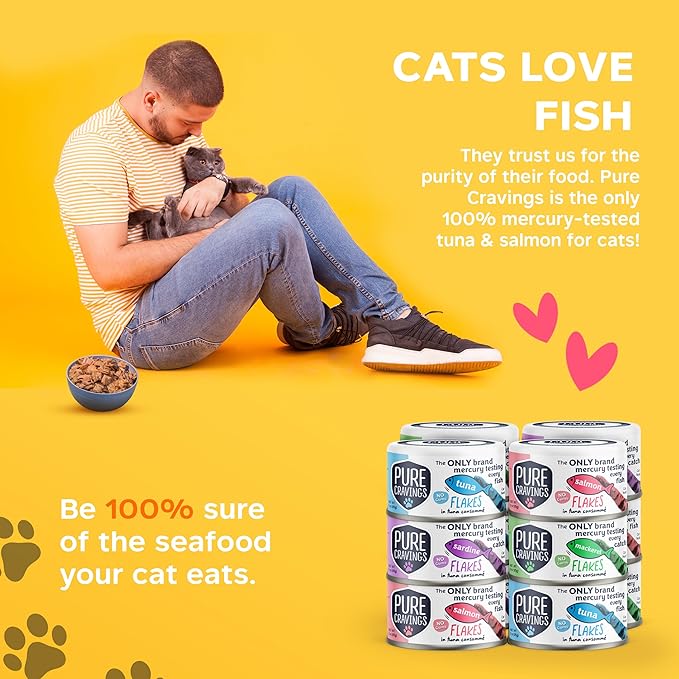 Flakes in Tuna Consommé, Canned Wet Cat Food Soup, 100% Mercury-Tested, Moist Can Fish, Grain-Free Protein, Non-GMO, 3oz, Variety Pack 3X Tuna, 3X Salmon, 3X Sardine, 3X Mackerel-PawvioPets