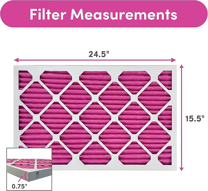 Colorfil 16x25x1 Air Filter (4-Pack) | Made in the USA | Color Changing | Remove Cat and Dog Odor | MERV 8 for Pet Hair Dander and Dust | 15.5"x24.5"x0.75" Exact Size-PawvioPets