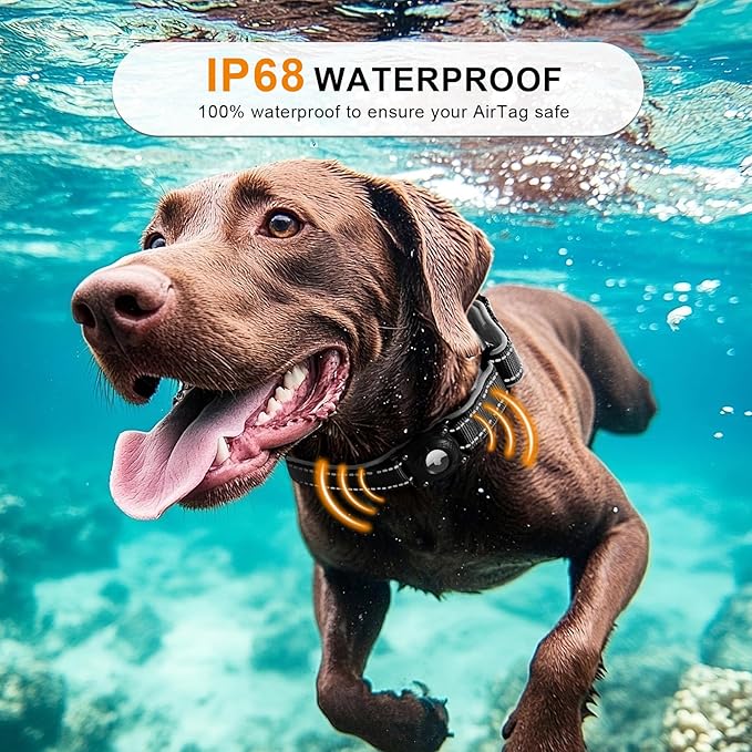 Airtag Dog Collar with Martingale Design, IP68 Waterproof Air Tag Collar Holder, Adjustable Reflective Soft Padded Nylon Dog Collar for Large Medium Small Dogs-PawvioPets