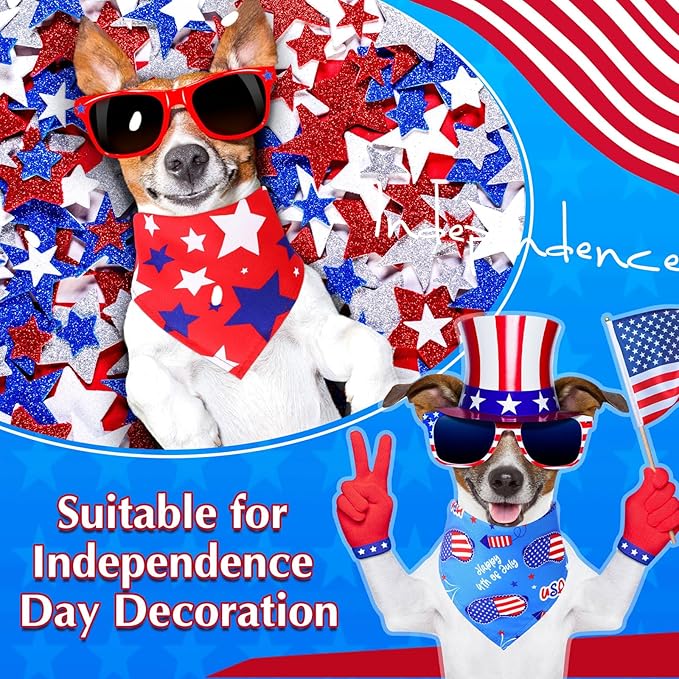 Abbylike 200 Pcs Patriotic Dog Bandanas Bulk Labor Day Bandanas for Dogs Triangle Kerchief Scarf Set for Puppy Small Medium Large Workers' Veterans Day Costume Accessories (25.6 x 17.7 x 17.7 Inch)-PawvioPets