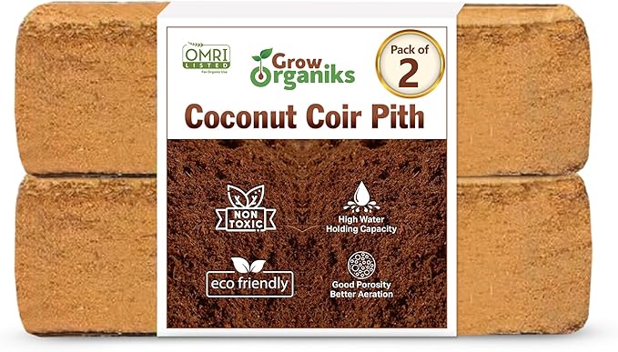 2 Pack Premium Coco Coir Brick for Plants | 100% Organic Compressed Coconut Coir Bricks Starting Mix, Coco Coir Fiber Coconut Husk for Planting, Gardening, Potting Soil Substrate, Herbs, 1.4 LB/Brick-PawvioPets