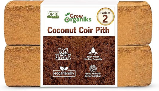 2 Pack Premium Coco Coir Brick for Plants | 100% Organic Compressed Coconut Coir Bricks Starting Mix, Coco Coir Fiber Coconut Husk for Planting, Gardening, Potting Soil Substrate, Herbs, 1.4 LB/Brick-PawvioPets