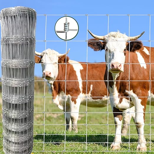 Farm Fence 5x164FT, Galvanized Wire Fencing, Zinc Coated Cattle Fences Used to Hog Goat Fencing for Yard Garden and Field-PawvioPets