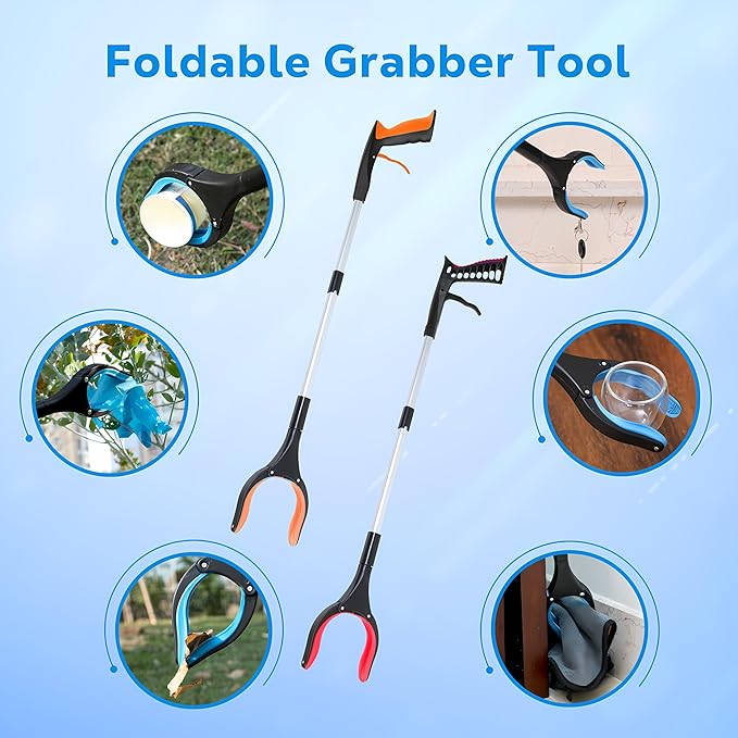 Grabber Reacher Tool - 32” Extra Long Foldable Gripper and Reaching Tool - Heavy Duty Pick Up Stick Grabbers for Seniors, Trash, Surgery Recovery Must Haves Gifts (Orange)-PawvioPets