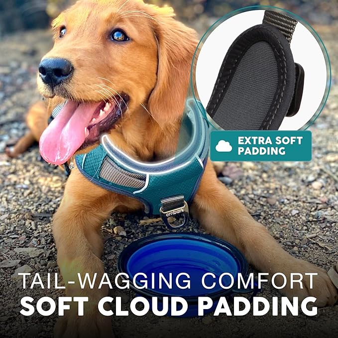 Embark Adventure Dog Harness, Reflective Trim No Pull Dog Harness Medium Sized Dogs - Military Grade Nylon, Front Clip with Gel Lined Handle.-PawvioPets