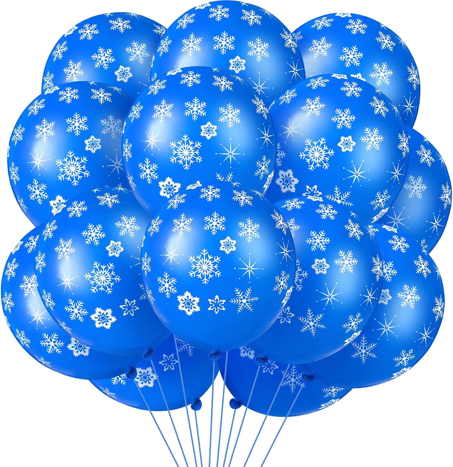 Skylety 40 Pieces Snowflake Balloons Bulk Winter Transparent Snowflake Latex Balloons for Christmas Birthday Wedding Party Decorations(Blue)