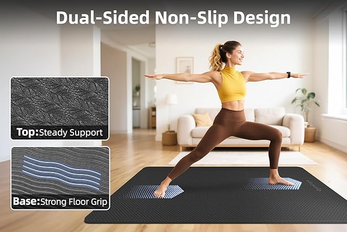 Extra Large Yoga Mat - 72"x35", 72"x48", 78"x57" - Wide TPE Exercise Mat for Home, Stretching, Couples & Family Workouts - 6-12mm Thick, Non-Slip & Waterproof - with Carry Bag and Straps-PawvioPets