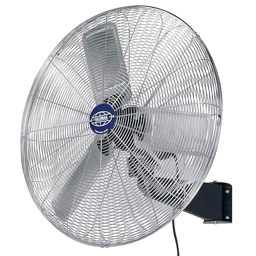 Global Industrial Deluxe Wall Mount Fan, 30" Diameter, Fixed and Oscillating Head, 3 Speed, 10,000 CFM at 1100 RPM, 1/2 HP, Tilting Head, For Indoor Use Only-PawvioPets