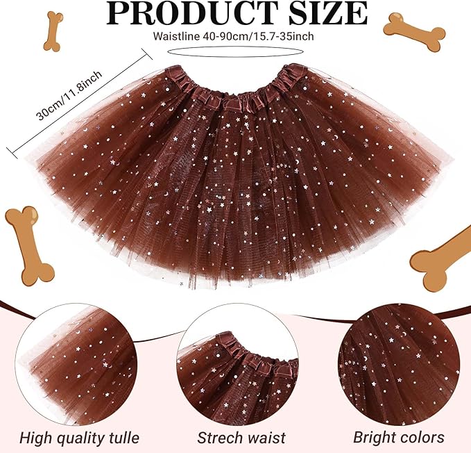 6 Pcs Puppy Costume for Women Include Dog Ears Headband,Bow Tie Tail Nose Paw Gloves and Tutu Skirt for Halloween-PawvioPets