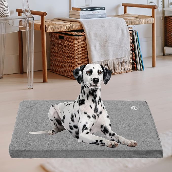 EMPSIGN Stylish Dog Bed Mat Dog Crate Pad Mattress Reversible (Cool & Warm), Water Proof Linings, Removable Machine Washable Cover, Firm Support Small to XX Large Dogs, Grey,XL(41''''*28''''*3'''')-PawvioPets