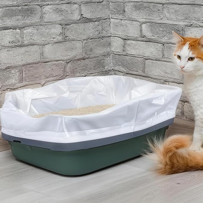 40 Count Cat Litter Liners Large, Jumbo Drawstring Extra Durable Pet Cat Pan Liners Extra-Thick Kitty Litter Box Bag 36" x 19"-PawvioPets
