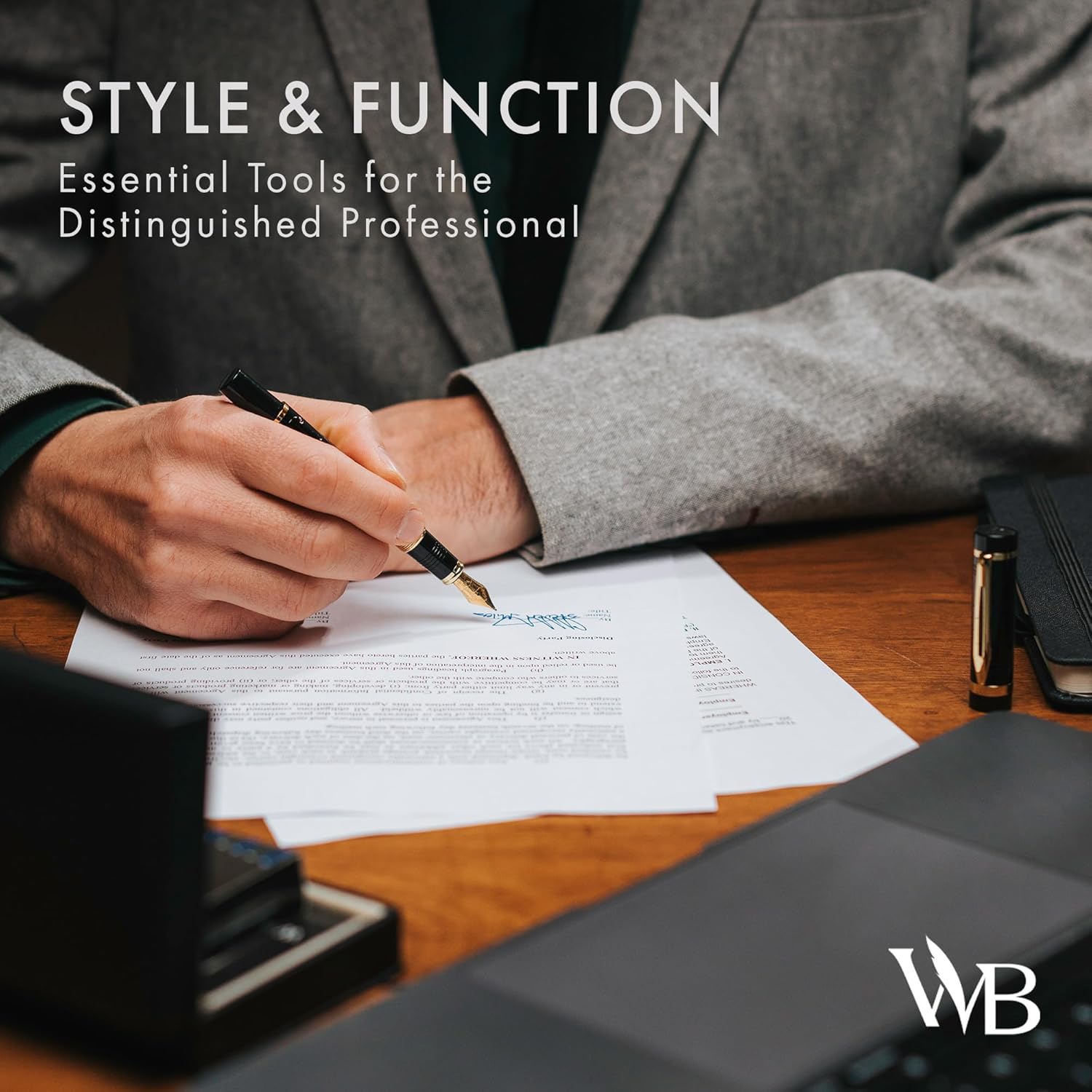 Wordsworth & Black Primori Fountain Pen Set [Black Gold]; Fine Nib, Gift Case, 24 Ink Cartridges, Refill Converter, Manual; Journaling, Calligraphy, Smooth Writing Pens; Left and Right Handed