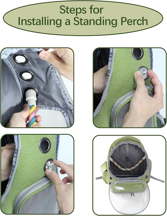 Bird Backpack Carrier Travel Cage with Perch, Tray &Food Cups for African Greys, Conures Parakeet Cockatiel Budgie,Small Animal Pet Carrier Bag for Vet Hiking Camping-PawvioPets