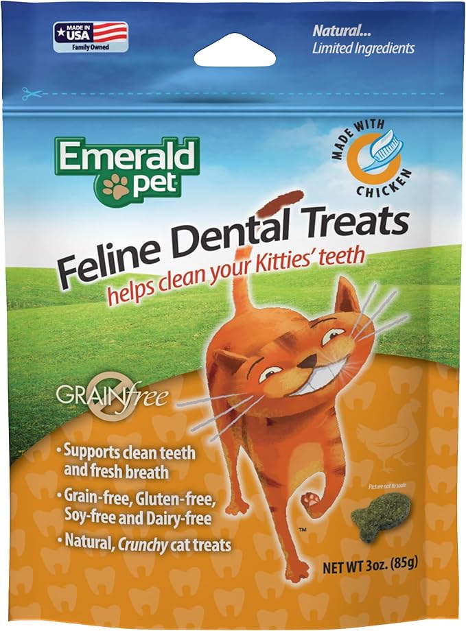 Feline Dental Treats — Tasty and Crunchy Cat Dental Treats Grain Free — Natural Dental Treats to Clean Cat Teeth, Freshen Cat Breath, and Reduce Plaque and Tartar Buildup — Chicken Treats, 3 oz-PawvioPets