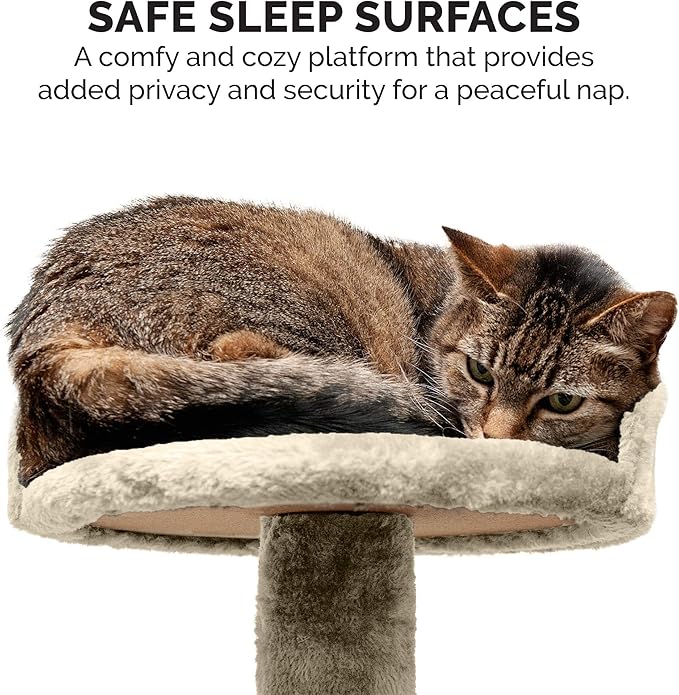 Furhaven 49.5" Tall Cat Tree for Indoor Cats, Ft. Sisal Scratching Posts, Plush Ball Toy, & Busy Box Toy - Tiger Tough Play Stairs Interactive Playground Tower - Cream, One Size-PawvioPets