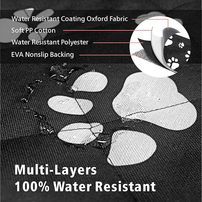F-color SUV Cargo Liner for Dogs, Water Resistant Pet Cargo Cover Dog Seat Cover Mat for SUVs Sedans Vans with Bumper Flap Protector, Non-Slip, Large Size Universal Fit, Paw Print-PawvioPets