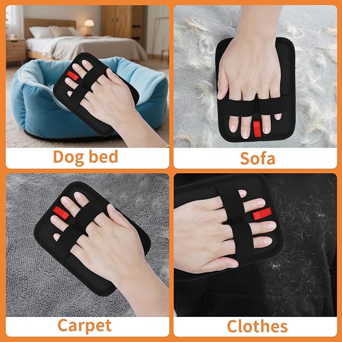 2 Pcs Pet Hair Removal Gloves, Reusable Electrostatic Grooming Mitt, Washable & Eco-Friendly Fur Remover for Dogs & Cats, Versatile for Furniture, Bedding, Clothes, and Car Seats-PawvioPets