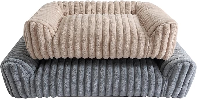 Arlee Saddle Sofa Memory Foam Pet Bed, Comfortable & Washable, Ideal for Dogs and Puppies, Extra Comfort, Couch Design, Crate & Kennel Furniture, Pet Supplies & Essentials, Tan, Large-PawvioPets