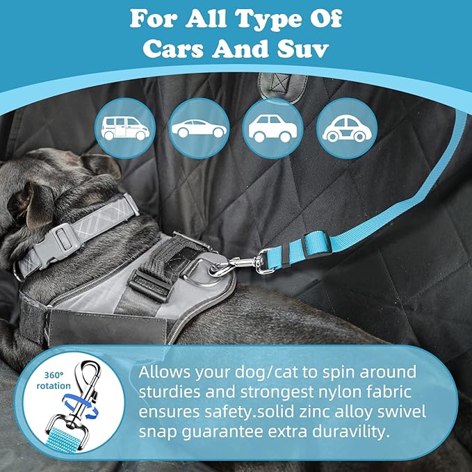 BWOGUE 2 Packs Dog Cat Safety Seat Belt Strap Car Headrest Restraint Adjustable Nylon Fabric Dog Restraints Vehicle Seatbelts Harness-PawvioPets