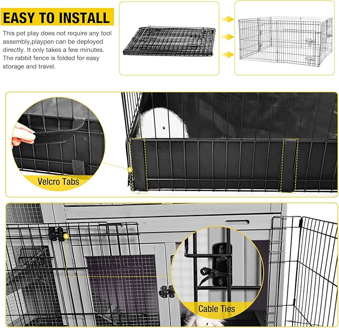 Aivituvin Pet Playpen Guinea Pig Cage Small Animal Rabbit Exercise Pen with Waterproof Floor Liner - Extension Playpen ONLY-PawvioPets