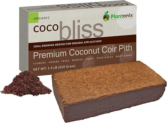 Coco Coir Brick (650gms) - Organic Coco Coir for Plants & Gardening - OMRI-Listed Cocopeat for Garden Soil, Seed Starter Soil, & Mulch - Coconut Coir Brick - Coconut Fiber Potting Mix-PawvioPets