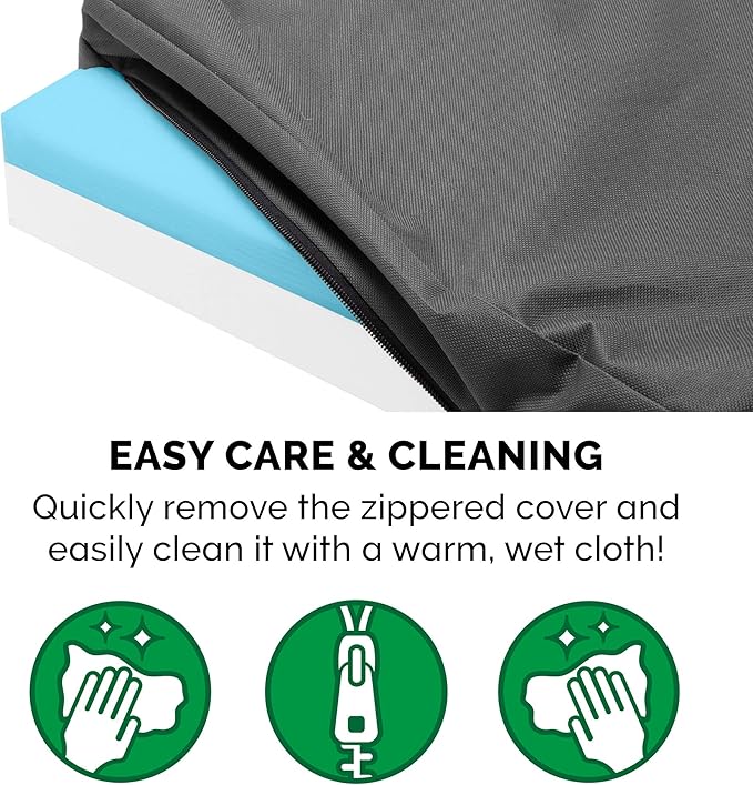 Furhaven Water-Resistant Cooling Gel Dog Bed for Large/Medium Dogs w/ Removable Washable Cover, For Dogs Up to 55 lbs - Indoor/Outdoor Logo Print Oxford Polycanvas Mattress - Stone Gray, Large-PawvioPets