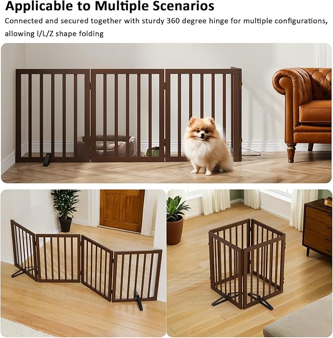 Dog Gate for Stairs,Foldable Dog Gate for Indoor Doorways House,Freestanding Pet Gates for Dogs,Doogie Puppy Fence Gate-PawvioPets