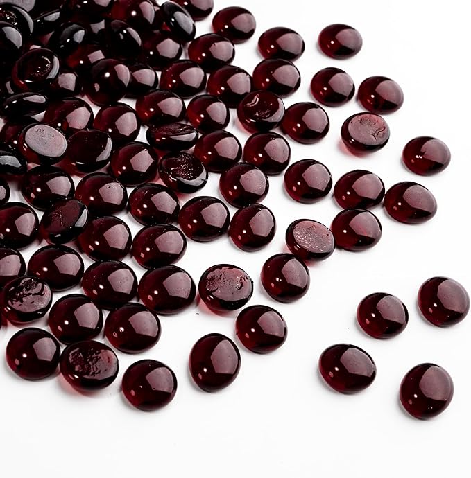 5 LB Dark Red Glass Marbles, Mini Flat Glass Beads for Vase Fillers, Floral Bottom Mancala Gems Pebbles Fish Tank Rocks for Table Aquarium,Home Decor Art Craft Supplies(0.5"~0.7")-PawvioPets