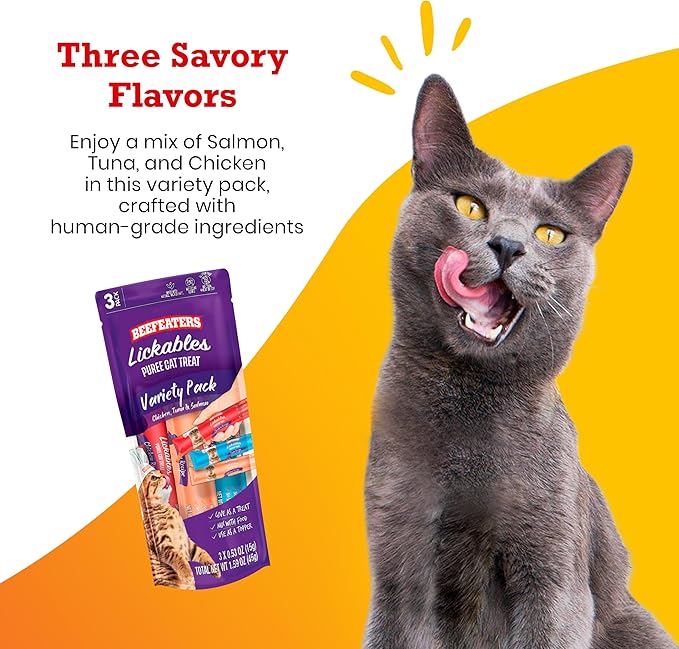 Beefeaters Cat Treats Lickable Puree 1.59oz (12-Pack) – Chicken, Grain-Free, Taurine-Enriched, Ideal for Training & Interactive Feeding-PawvioPets