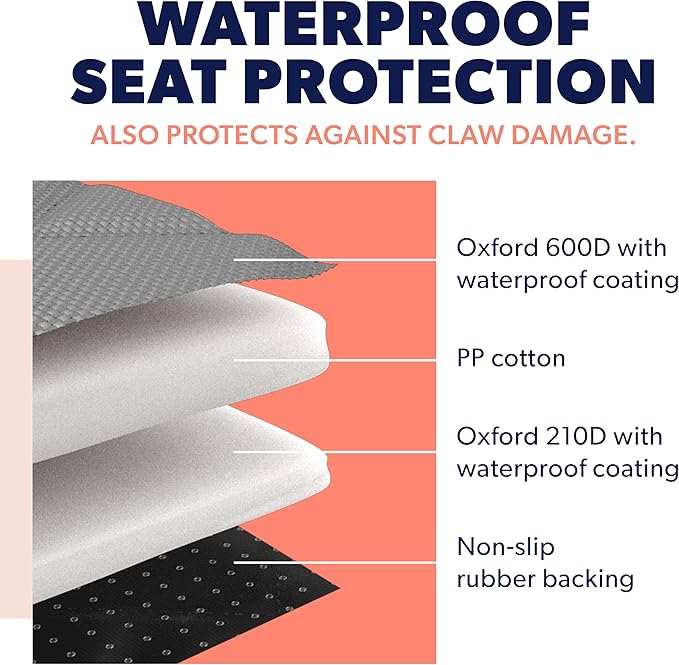 Active Pets Dog Car Seat Cover, Waterproof Front Seat Protector for SUV Truck Sedan, Pet Safety Travel Comfort System with Universal Fit, Grey-PawvioPets