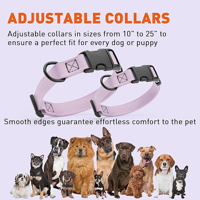 Dogline Biothane Waterproof Dog Collar with Quick Release Buckle Strong Coated Nylon Webbing with Odor- Proof for Easy Care Easy to Clean Fits Small Medium Large Dogs, Lavender 5/8" W 9-14" L-PawvioPets