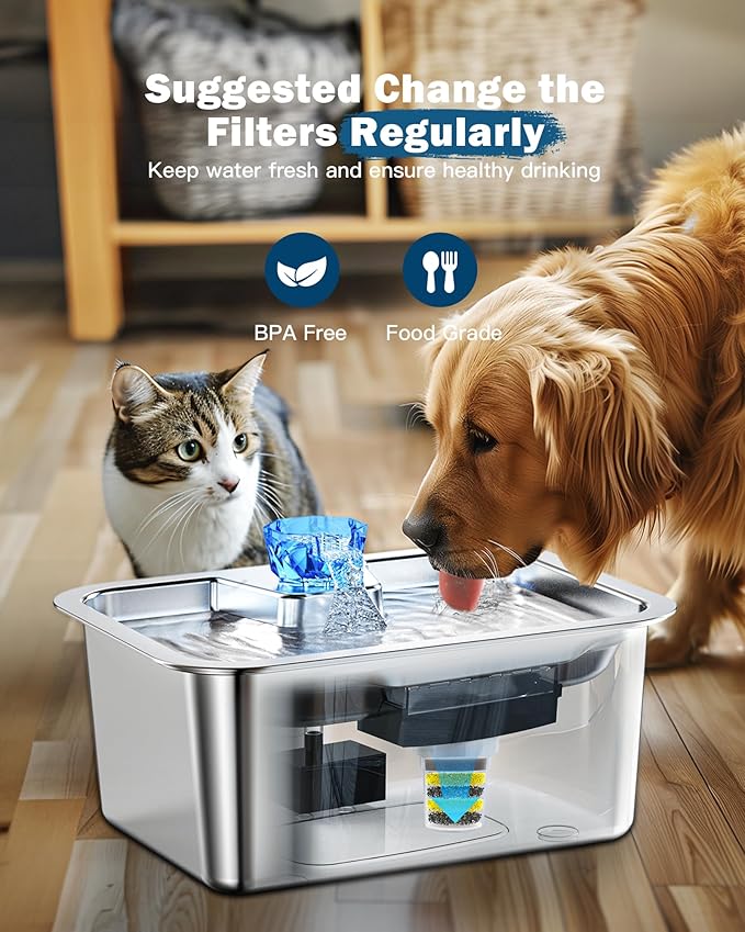 Dog Water Fountain Filters Replacement 4 Packs, 2 Months Set of Replacement Filters for Large Pet Cat Water Fountain Dog Water Bowl Dispenser, Compatible with D2341/D2223/D2322/D2340 Models-PawvioPets