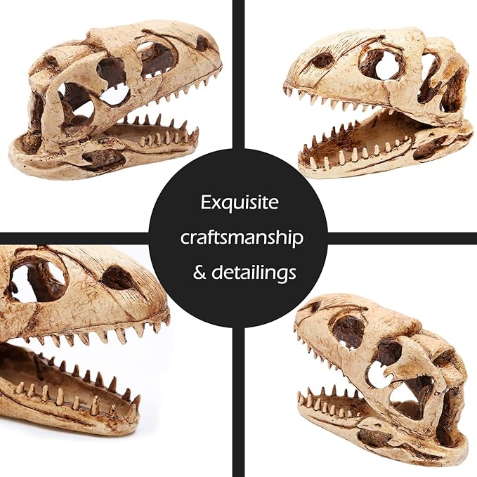 Dinosaur Animal Skull Aquarium Large Décor Cave Decorations Fish Hideout Tank Betta Tarantula Reptile Snake for Terrarium Decor Ornament Bones Halloween-PawvioPets
