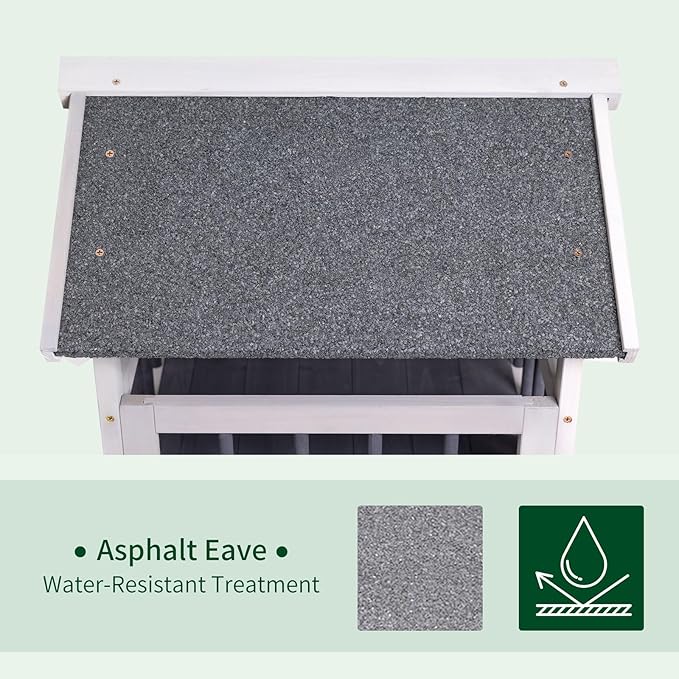 GEGURI Outdoor Cat House Weatherproof, Wooden Two-Story Feral Cat Shelter with, Escape Door, Balcony-PawvioPets