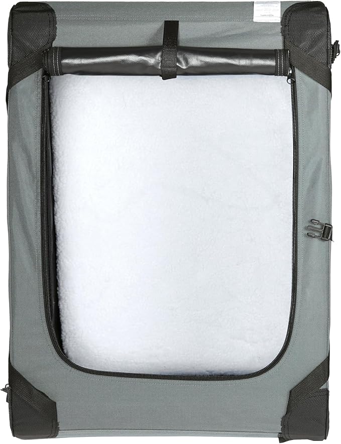 Amazon Basics 4-Doors Portable Soft-Sided Folding Travel Crate Kennel for cat, Dog, and Other Small Animals, Grey, M 30" x 21" x 21"-PawvioPets