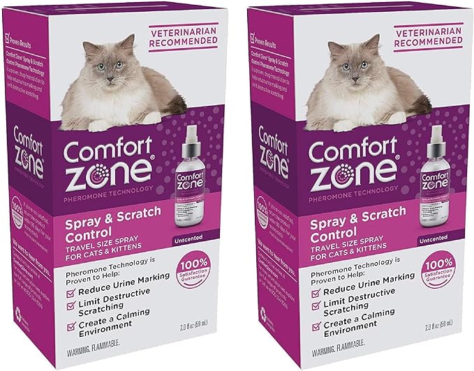 Comfort Zone Spray & Scratch Control Cat Calming Spray (2 x 2 Oz (4 oz Total))-PawvioPets