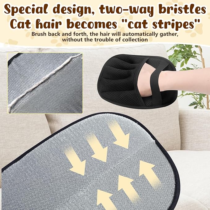 2 Pack Pet Hair Remover Gloves,2025 Upgraded Static Removal Gloves, for Pet Hair, Cat & Dog Hair Removal Tool for Couch,Furniture, Carpet, Car Seat, Pet Grooming-PawvioPets