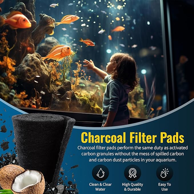 Aquarium Carbon Pad - Cut to Fit Carbon Infused Filter Pad Media for Clean & Clear Fish Tank and Ponds (Carbon filter, 10.5" x 36")-PawvioPets