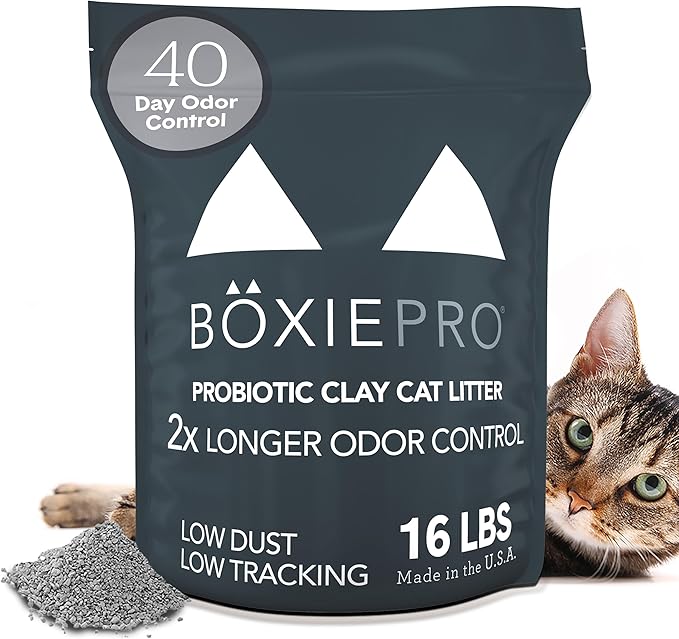 Boxie® Probiotic Cat Litter 40 Day Natural Odor Control, 16lb Clumping Kitty Litter (Clay)-PawvioPets