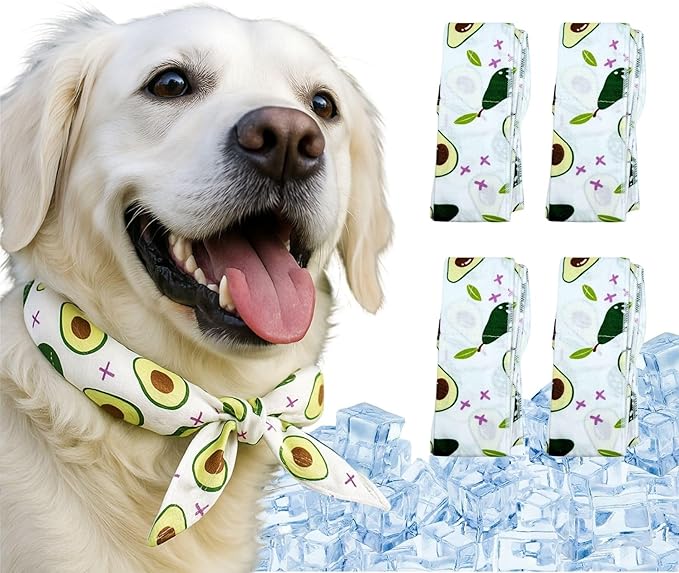4pcs Cooling Scarf for Pets,Summer Cooling Scarves Keep Cats and Dogs Cool, Reused,Rrecycled,Suitable for Dogs (4pcs-Avocado)-PawvioPets