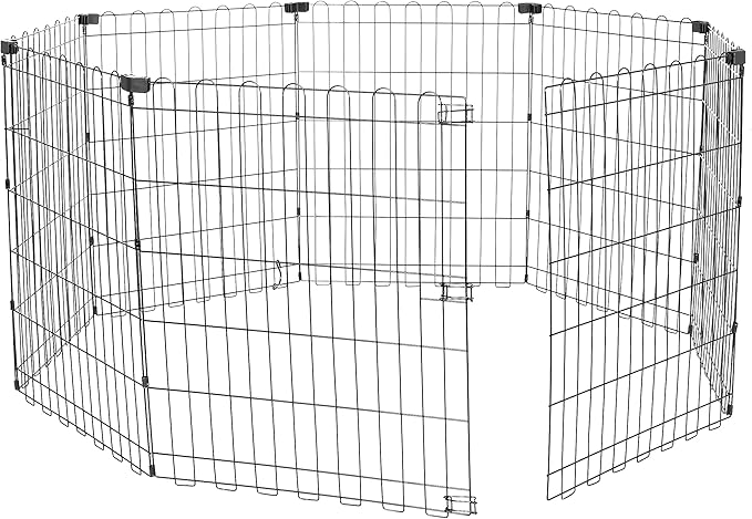 Amazon Basics Foldable Octagonal Metal Exercise Dog Playpen - Indoor/Ou, , Blacktdoor, No Door, Small (8 Panels, 24 x 30), Easy to assemble, store, and customize, 30" - Small, Black-PawvioPets