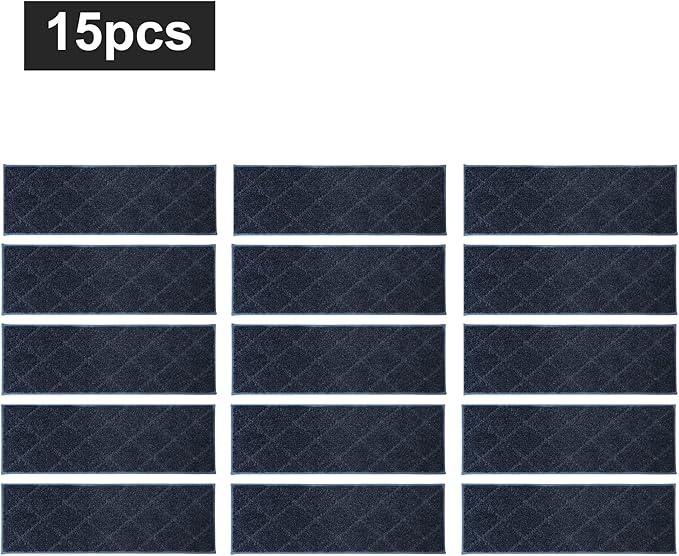 COSY HOMEER Edging Stair Treads Non-Slip Carpet Mat 28inX9in Indoor Stair Runners for Wooden Steps, Edging Stair Rugs for Kids and Dogs, 100% Polyester TPE Backing (15pc, Navy)-PawvioPets