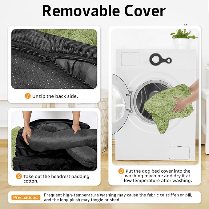 GGIB Calming Dog Bed Fluffy Plush Dog Mat for Furniture Protector with Removable Washable Cover for Large Medium Small Dogs and Cats (Medium, Grass Green)-PawvioPets