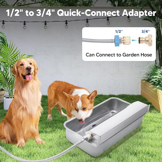 Automatic Water Dispenser for Dog, 6L Dog Water Bowl Dispenser, Large Stainless Steel Indoor/Outdoor Water Feeder Suitable for Dogs Livestock Chicken Horse, Easy to Clean-PawvioPets